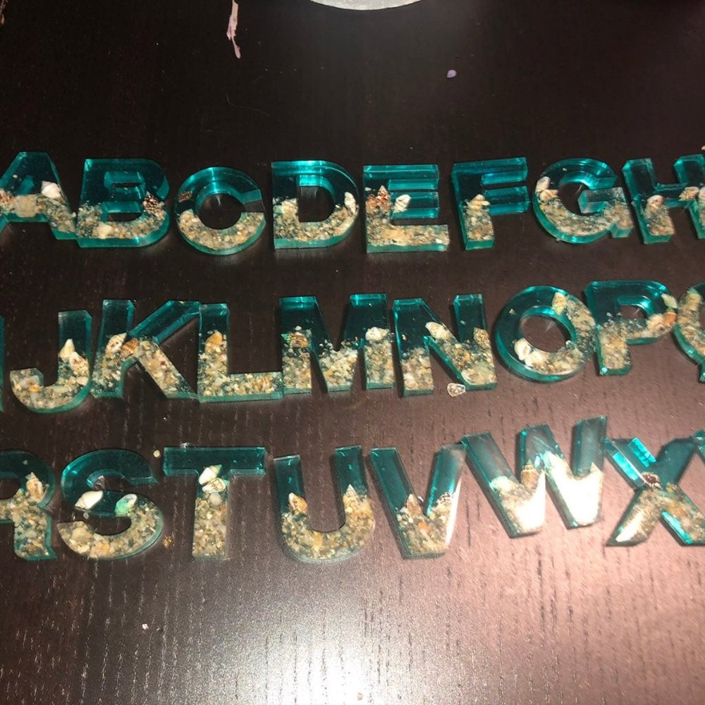 Full alphabet with beach theme resin ready for art